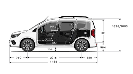 Renault Kangoo Family E-Tech - dimensioner från sida