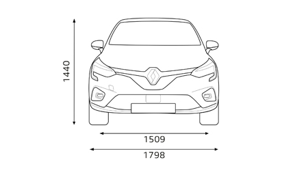 Clio dimensioner front